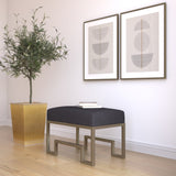 Shatana Home Laurence Stool Brushed Brass And Faux Black Ostrich