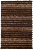 Chandra Rugs Lavasa 100% Polyester Hand-Woven Contemporary Shag Rug Brown/Taupe/Tan 7'9 x 10'6