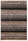 Chandra Rugs Lavasa 100% Polyester Hand-Woven Contemporary Shag Rug Grey/Tan/Black 7'9 x 10'6