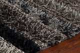 Chandra Rugs Lavasa 100% Polyester Hand-Woven Contemporary Shag Rug Grey/Tan/Black 7'9 x 10'6