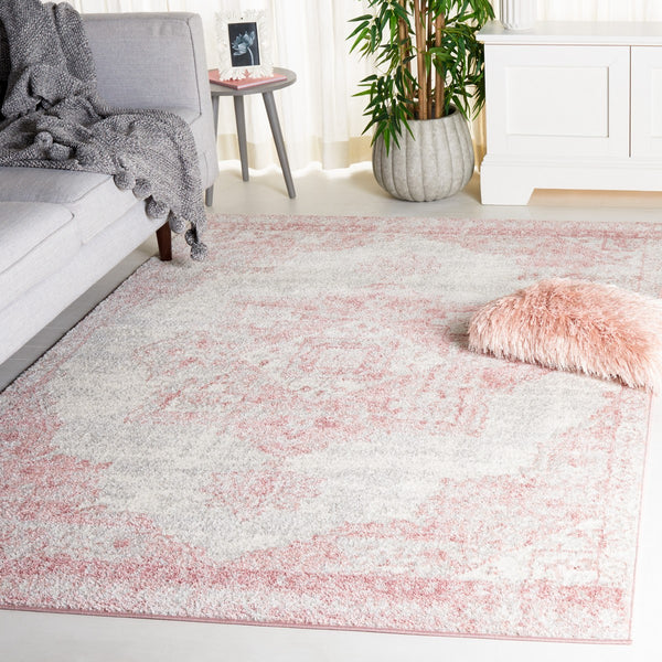 Safavieh Layla 104 Power Loomed Rug Ivory Grey / Pink 9' x 12'