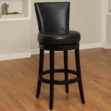 Boston 26" Counter Height Swivel Black Faux Leather and Black Wood Bar Stool