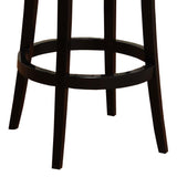 Boston 30" Bar Height Swivel Black Faux Leather and Black Wood Bar Stool