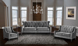 Barrister Sofa In Gray Velvet With Black Piping