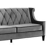 Barrister Sofa In Gray Velvet With Black Piping