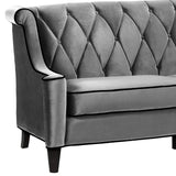 Barrister Sofa In Gray Velvet With Black Piping