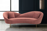 Anabella Blush Fabric Upholstered Sofa with Brushed Gold Legs