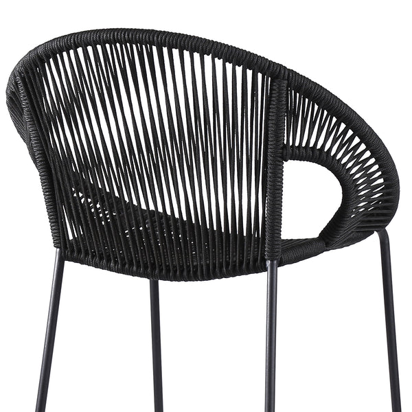 Acapulco 26" Indoor Outdoor Steel Bar Stool with Black Rope