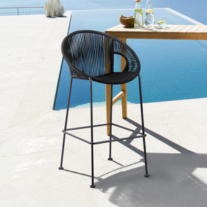 Acapulco 26" Indoor Outdoor Steel Bar Stool with Black Rope