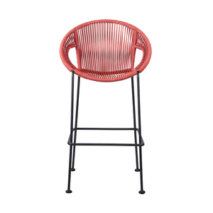 Acapulco 26" Indoor Outdoor Steel Bar Stool with Brick Red Rope