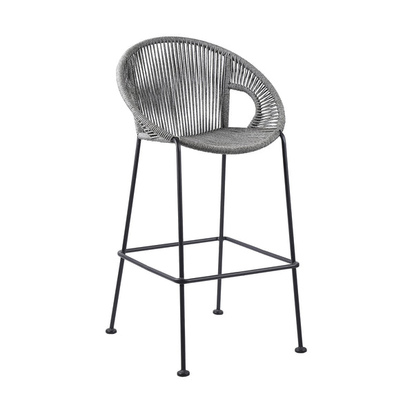 Acapulco 26" Indoor Outdoor Steel Bar Stool with Grey Rope