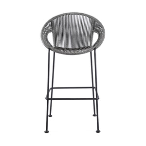 Acapulco 26" Indoor Outdoor Steel Bar Stool with Grey Rope