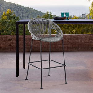 Acapulco 26" Indoor Outdoor Steel Bar Stool with Grey Rope