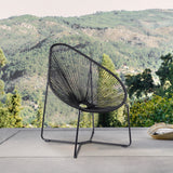 Acapulco Indoor Outdoor Steel Papasan Lounge Chair with Black Rope