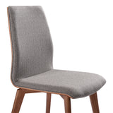 Archie Mid-Century Dining Chair in Walnut Finish and Gray Fabric - Set of 2