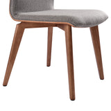 Archie Mid-Century Dining Chair in Walnut Finish and Gray Fabric - Set of 2