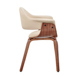 Adalyn Cream Faux Leather and Walnut Wood Dining Room Accent Chair