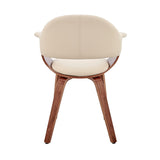 Adalyn Cream Faux Leather and Walnut Wood Dining Room Accent Chair