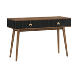 Amigo Black Veneer and Walnut Wood Console Table