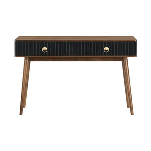 Amigo Black Veneer and Walnut Wood Console Table