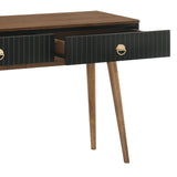 Amigo Black Veneer and Walnut Wood Console Table