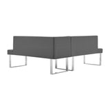 Amanda Contemporary Nook Corner Dining Bench in Gray Faux Leather and Chrome Finish