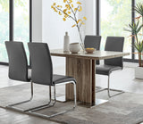 Amanda Contemporary Side Chair in Gray Faux Leather and Chrome Finish - Set of 2