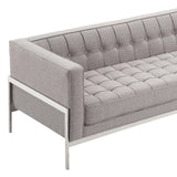 Andre Contemporary Sofa In Gray Tweed and Stainless Steel