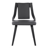 Aniston Gray Faux Leather and Black Wood Dining Chairs - Set of 2