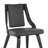 Aniston Gray Faux Leather and Black Wood Dining Chairs - Set of 2