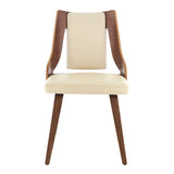 Aniston Cream Faux Leather and Walnut Wood Dining Chairs - Set of 2