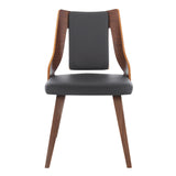 Aniston Gray Faux Leather and Walnut Wood Dining Chairs - Set of 2