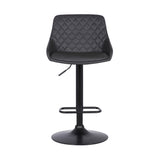 Anibal Adjustable Height Swivel Grey Faux Leather and Black Metal Bar Stool