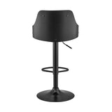 Asher Adjustable Grey Faux Leather and Black Finish Bar Stool