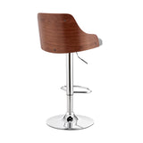 Asher Adjustable Gray Faux Leather and Chrome Finish Bar Stool