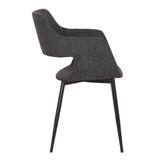 Ariana Mid-Century Charcoal Open Back Dining Accent Chair