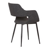 Ariana Mid-Century Charcoal Open Back Dining Accent Chair