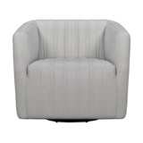 Aries Dove Gray Genuine Leather Swivel Barrel Chair