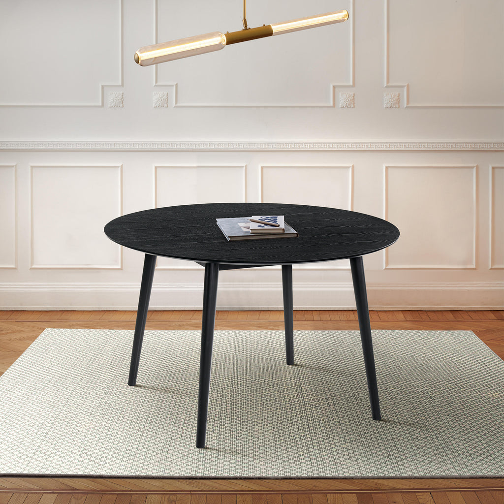 Arcadia 48" Round Dining Table in Black Wood