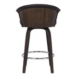 Ashley Wood Back 26" Swivel Brown Faux Leather Bar Stool