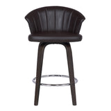 Ashley Wood Back 30" Swivel Brown Faux Leather Bar Stool