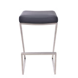 Atlantis 26" Counter Height Backless Black Faux Leather and Brushed Stainless Steel Bar Stool