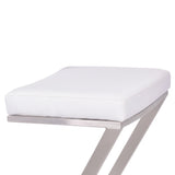 Atlantis 30" Bar Height Backless White Faux Leather and Brushed Stainless Steel Bar Stool