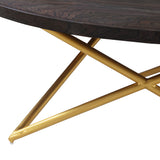 Atala Brown Veneer Coffee Table with Brushed Gold Legs