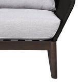 Athos Indoor Outdoor 3 Seater Sofa in Dark Eucalyptus Wood with Latte Rope and Grey Cushions