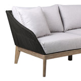 Athos Indoor Outdoor 3 Seater Sofa in Light Eucalyptus Wood with Latte Rope and Grey Cushions