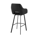 Aura Black Faux Leather and Black Metal Swivel 26" Counter Stool