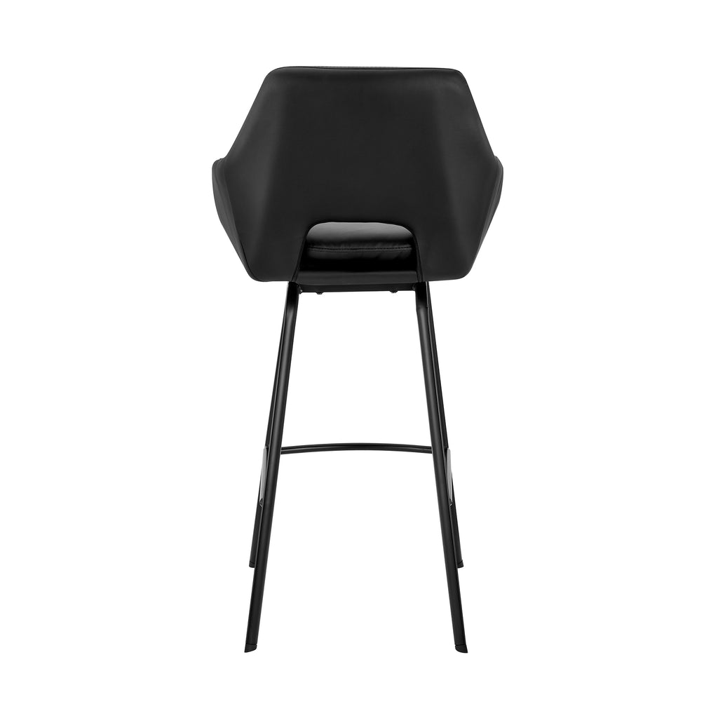 Aura Black Faux Leather and Black Metal Swivel 26" Counter Stool