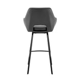 Aura Gray Faux Leather and Black Metal Swivel 26" Counter Stool