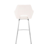 Aura White Faux Leather and Brushed Stainless Steel Swivel 26" Counter Stool